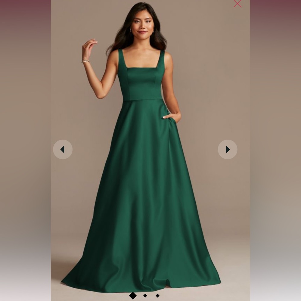 David’s Bridal Satin square neckline dress